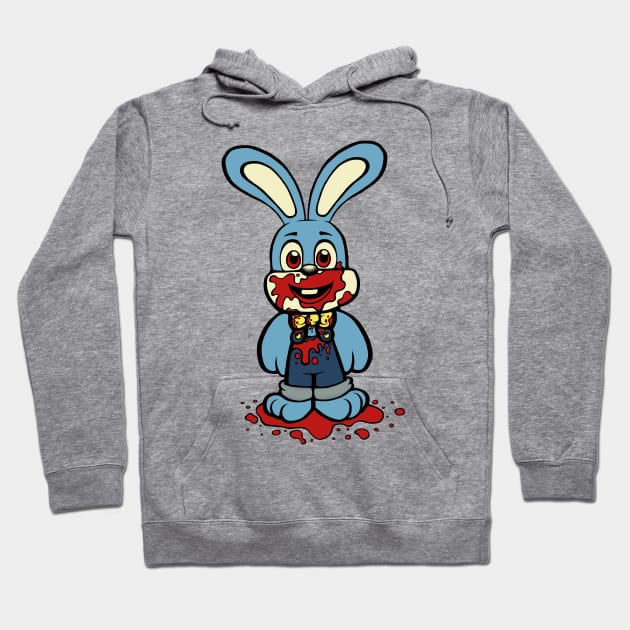 Blue Robbie the Rabbit Hoodie by jellysoupstudios